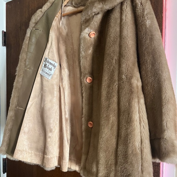 An excellent imitation BLACK MINK Ladies Coat. &. TAN JACKET - Picture 1 of 3